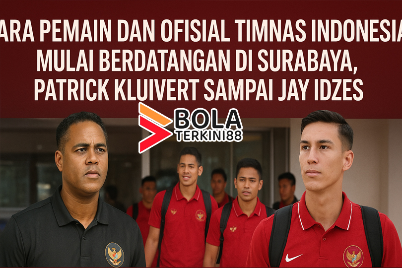 Para pemain dan ofisial Timnas Indonesia, termasuk Patrick Kluivert dan Jay Idzes, tiba di Surabaya jelang pertandingan internasional – bolaterkini88.